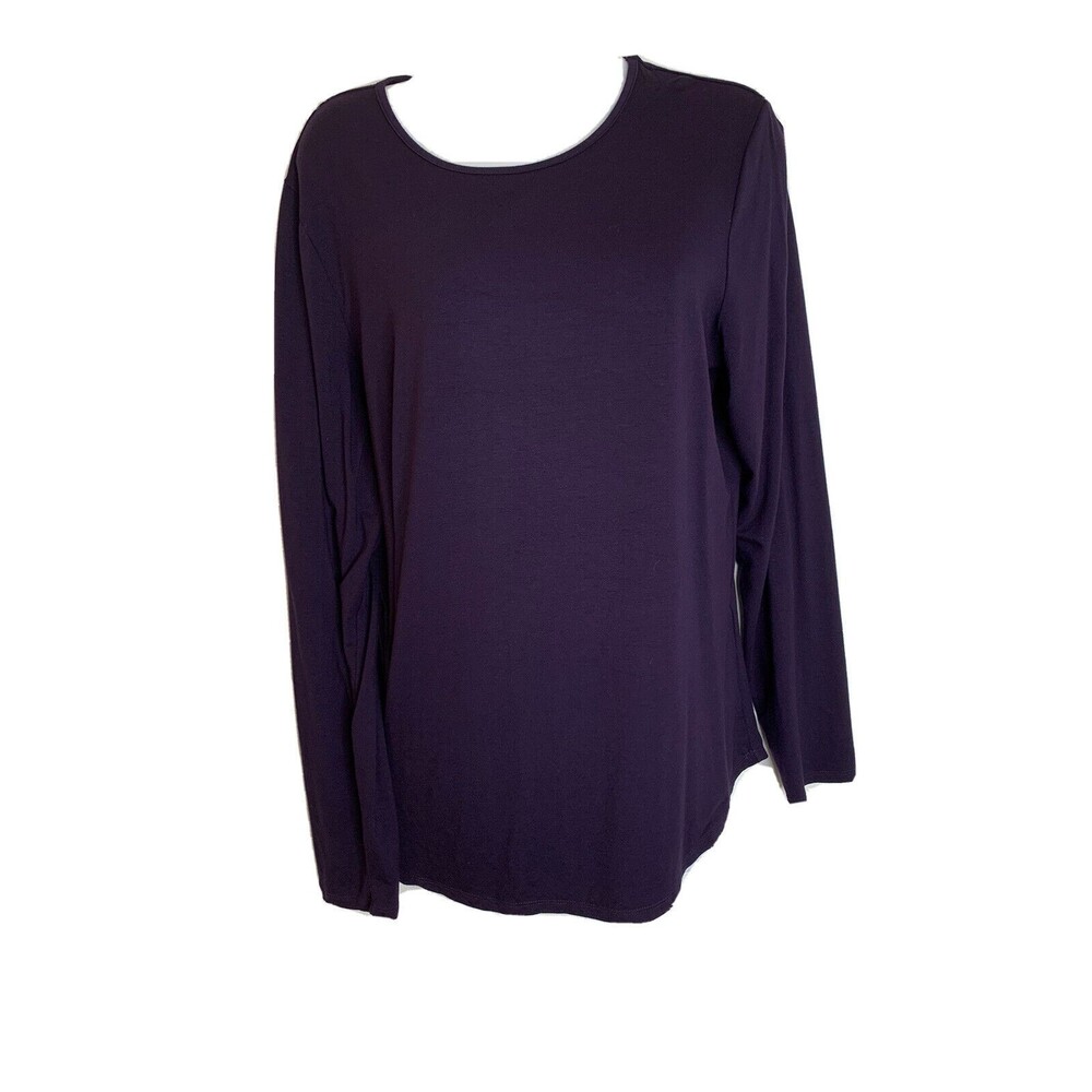 Chicos Plum Purple Long Sleeve Tee Soft Shirt Womens 2 US L (09)